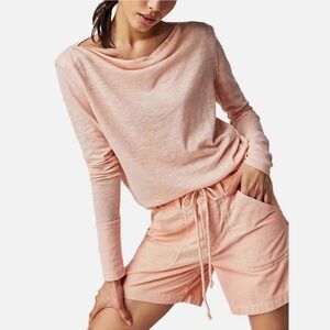 Free People We The Free Kimmi Long Sleeve Pretty In Peach Top Sz XS NWT